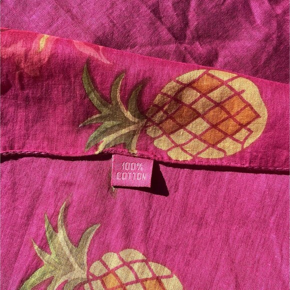 Simone Perele Sarong Bikini Wrap Pink Pineapple Swim Cover Up Scarf 100% Cotton - Picture 4 of 7
